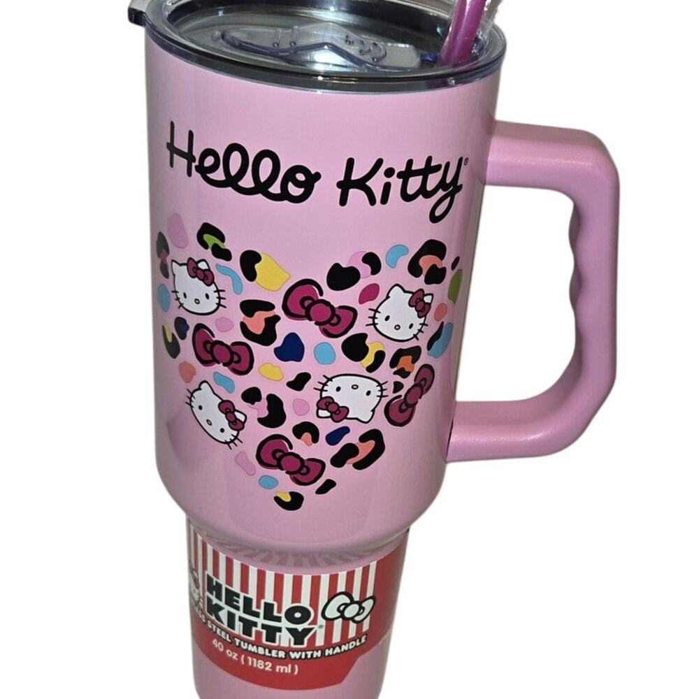 Hello Kitty 40 oz Stainless Steel Tumbler Pink with Lid and Straw